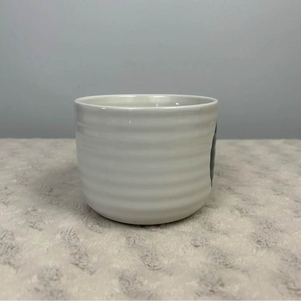Crate & Barrel Camilla Engdahl Black Dot Coffee Mug Ribbed Circle White